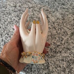 Elegant Ceramic Hand Sculpture with Gold Accents
